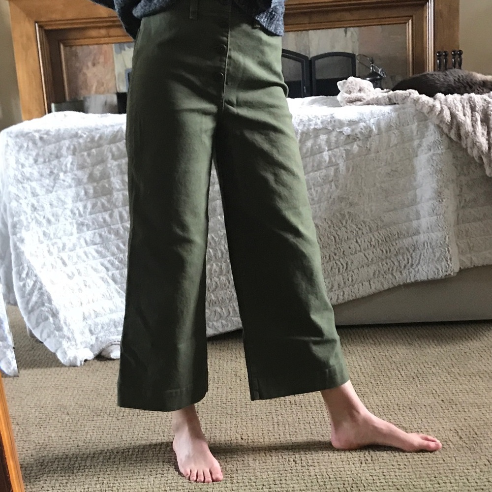 Madewell Wide Length Pants Cropped Green